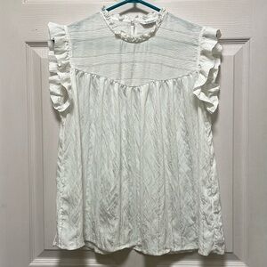 b.Young | Byimmy Top | White | Ruffled | Sleeveless | Smock Blouse | Size 10